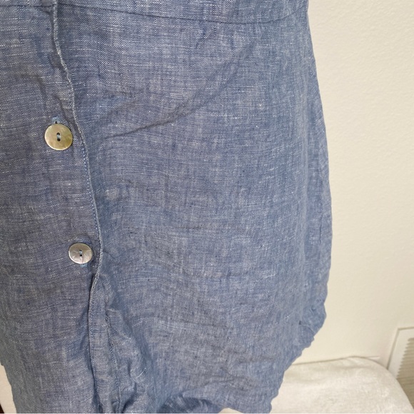 Bryn Walker Blue Chambray 100% Linen Sleeveless Button Tunic Blouse Size Medium - Picture 9 of 15